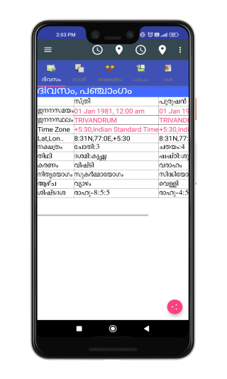 വിവാഹയോഗം ഓപ്ഷനിലെ പഞ്ചാംഗം: പുരുഷന്റെയും സ്ത്രീയുടെയും ജാതക വിവരങ്ങൾ